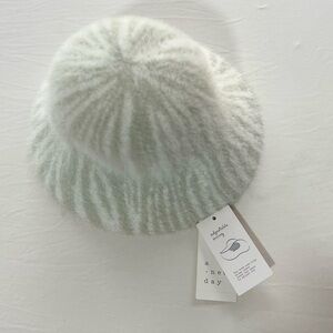 A New Day Fuzzy Green and White Hat
